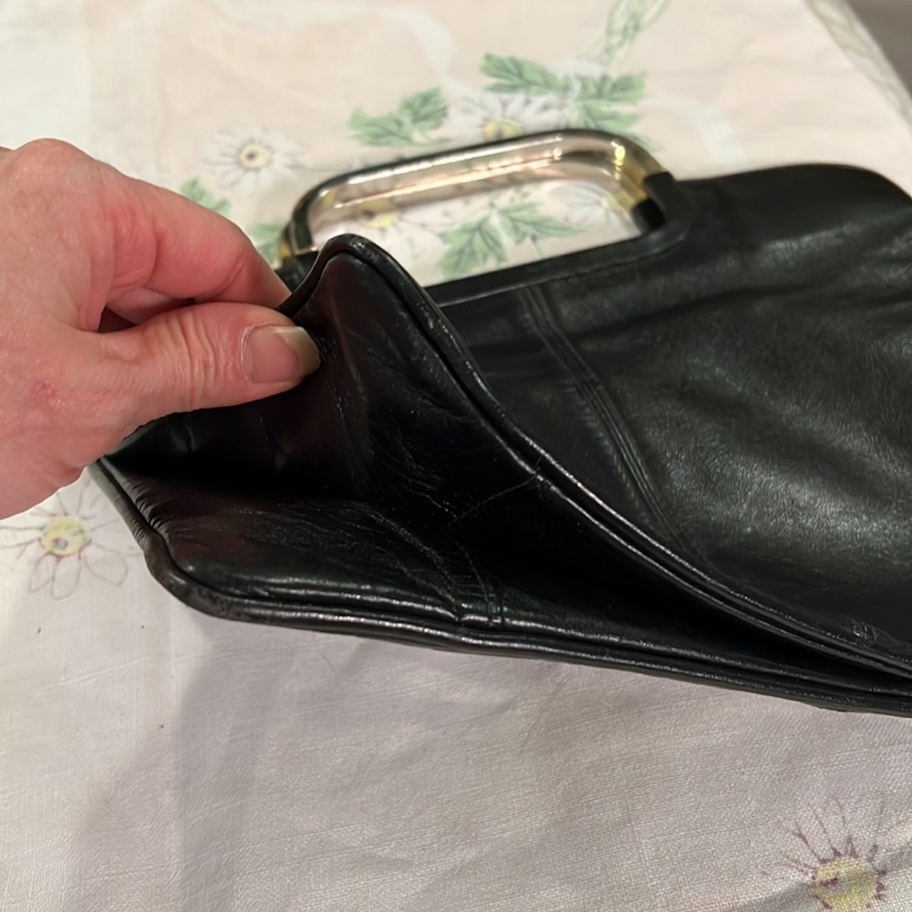 Vintage Birks black leather with chrome handles satchel - Picture 4 of 7